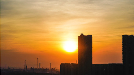 城市日出太阳升起4K延时摄影