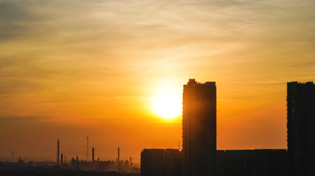 城市日出太阳升起4K延时摄影