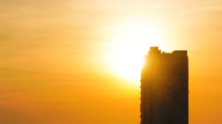 城市日出太阳升起4K延时摄影