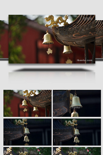 中国风古风铜寺庙铜铃特写实拍图片