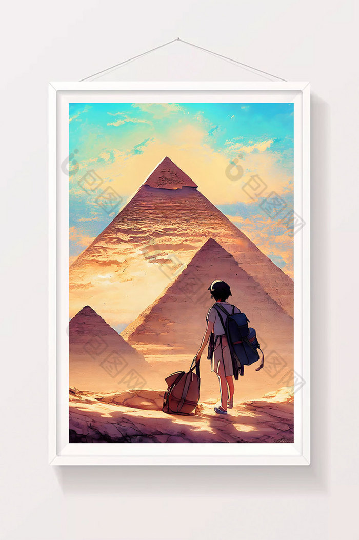 旅行者金字塔风景数字艺术插画图片图片