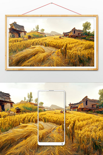 金色的麦田中国乡村数字艺术图片