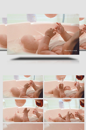 人物形象婴儿洗澡盆洗澡玩耍4K图片