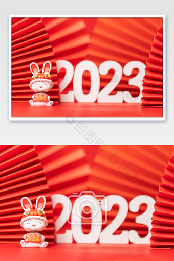2023兔年春节中式风格背景图片