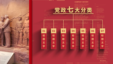 红色党政图文分类ae模板