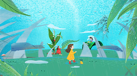 二十四节气雨水立体鎏金唯美片头