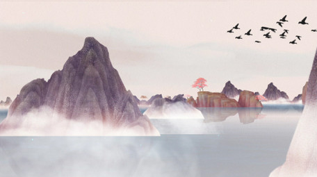 唯美中国山水背景视频AE模板