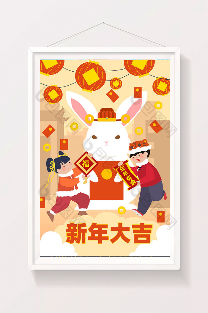 兔年春节插画图片图片