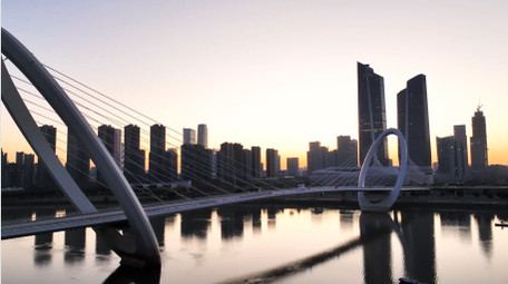 城市地标南京河西日出双子楼4K