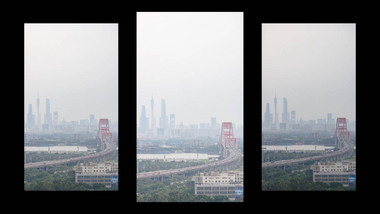 广州地标城市雾霾交通延时4k