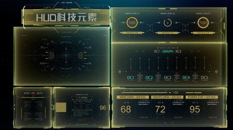 科技HUD元素演示AE模板