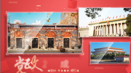 红色党政多图文照片展示AE模板