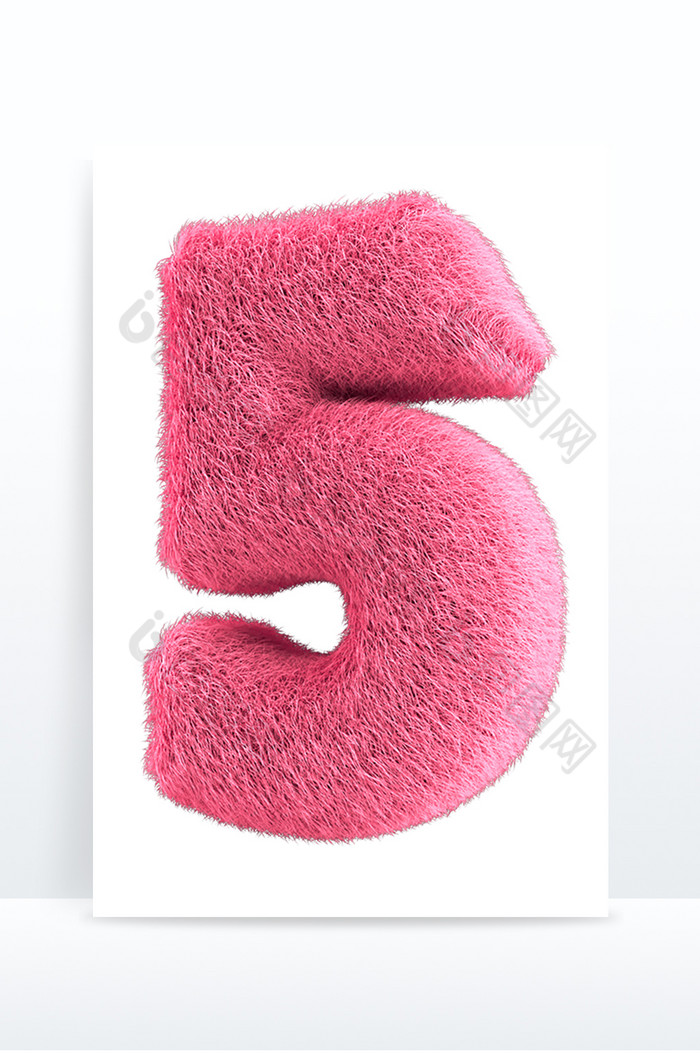 C4D创意粉色毛绒数字5元素图片图片