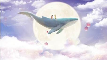 梦幻天空鲸鱼背景视频