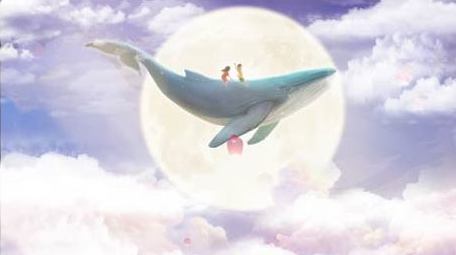 梦幻天空鲸鱼背景视频
