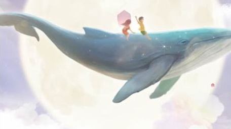 梦幻天空鲸鱼背景视频