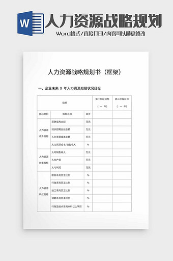 人力资源战略规划书word模板图片