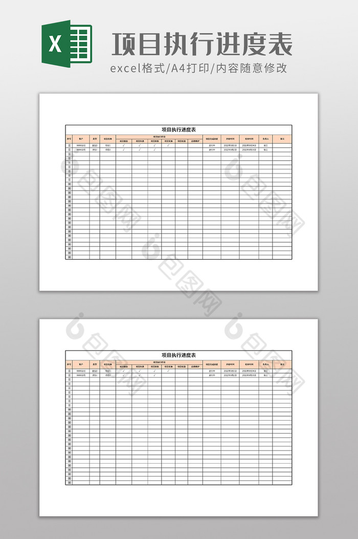 实用项目执行进度表图片图片