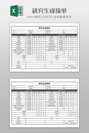 实用研究生成绩单图片