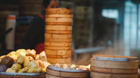 人文街头早点摊热气烟火气实拍