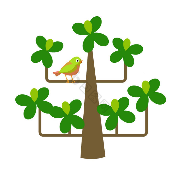 春天小鸟歌唱植树节动图GIF