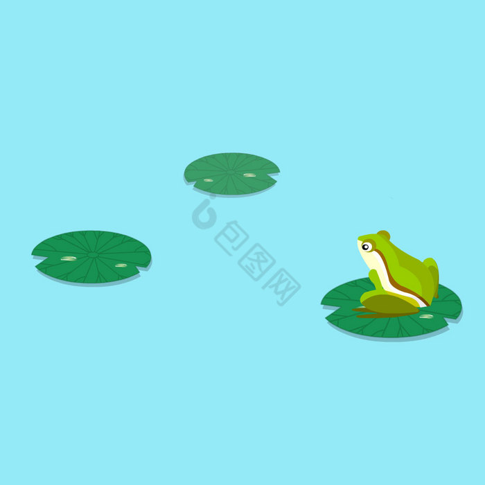 池塘青蛙跳跃动图GIF