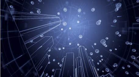 炫酷动态城市轮廓线穿梭背景视频