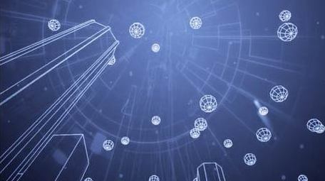 炫酷动态城市轮廓线穿梭背景视频