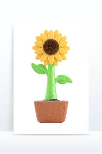 C4D创意粘土风向阳花植物元素图片