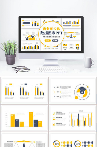 商务数据可视化图表PPT模板图片