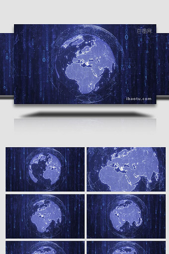 蓝色大数据地球背景视频图片