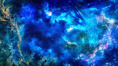 蓝色太空星云耀斑背景AE模板