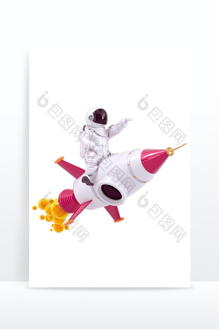 C4D宇航员骑行火箭人物元素图片图片