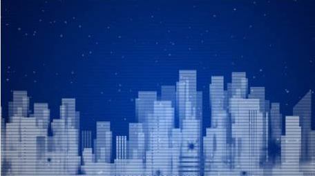 星光城市剪影建筑背景视频