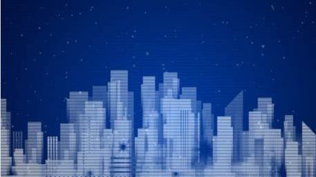 星光城市剪影建筑背景视频