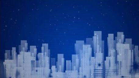 星光城市剪影建筑背景视频