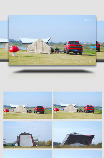 户外露营搭帐篷野外生活4K实拍图片