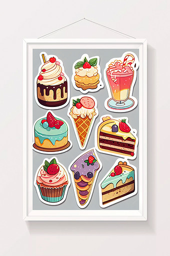贴纸卡通蛋糕元素图片