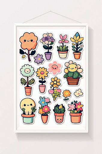 可爱贴纸简洁植物图片