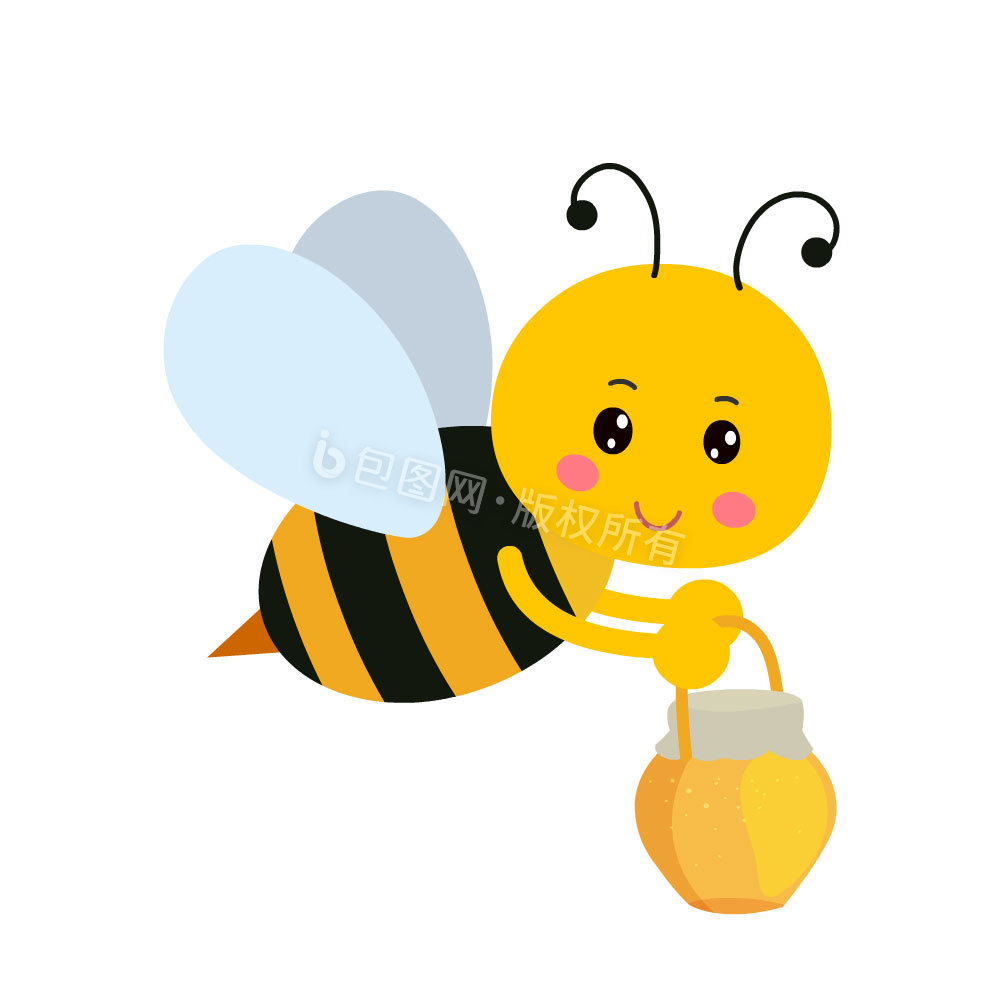 春天可爱小蜜蜂采蜂蜜动图GIF图片