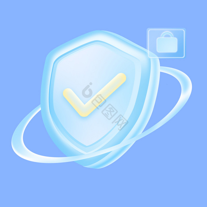 蓝色微玻璃质感盾牌保护GIF
