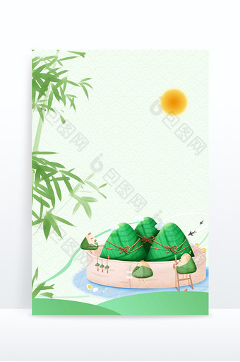 绿色复古中国风粽子端午背景图片