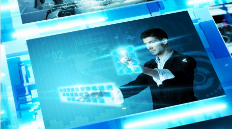 蓝色数字空间科技图文AE模板