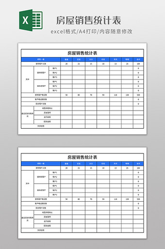 实用房屋销售统计表图片