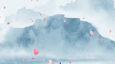 唯美水墨桃花屏风背景视频