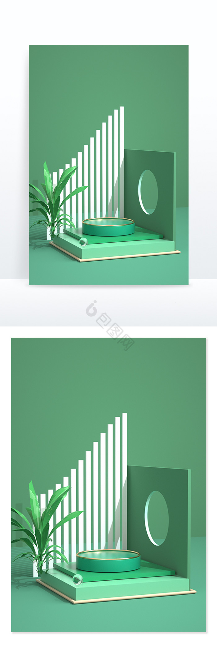 C4D端午绿色3D元素海报背景