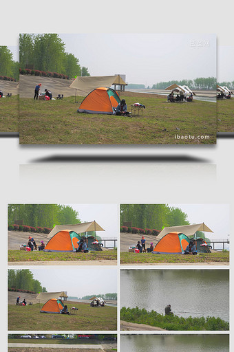 户外露营搭帐篷休闲娱乐4K实拍图片