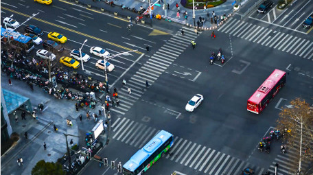 城市路口车流人流4K延时摄影