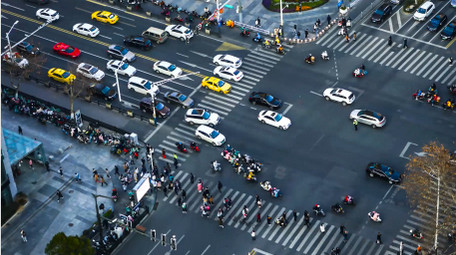 城市路口车流人流4K延时摄影