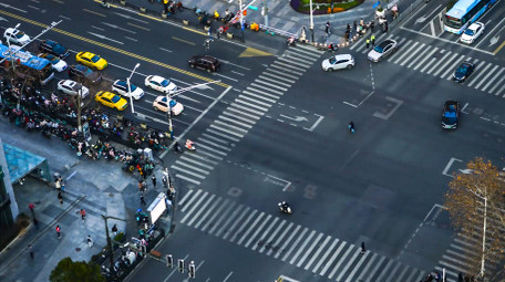 城市路口车流人流4K延时摄影